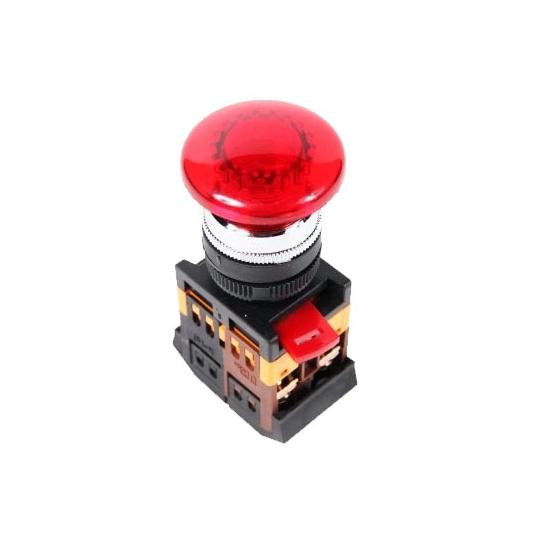 Кнопка "Грибок" красная d22мм неон 400В 1з+1р AELA-22 (EKF) 	