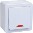 Выключатель 1-клавишный для открытой установки с индикацией ВС20-1-1-ГПБ IP54 ГЕРМЕС PLUS (цвет клавиши: белый) IEK