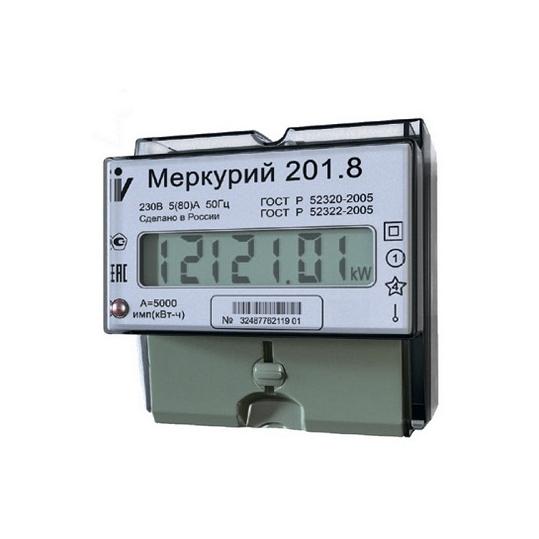 Электросчетчик Меркурий 201.8 5(80)А/230В однофазный, однотарифный