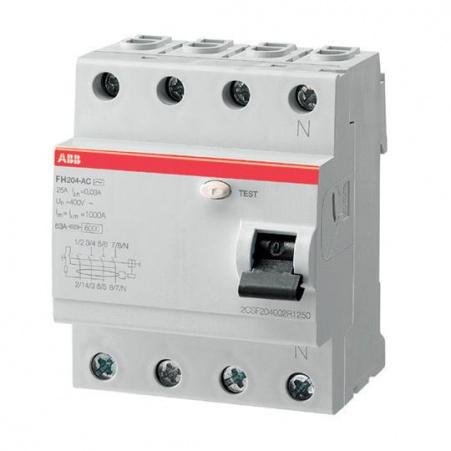 Выключатель дифференциальный (УЗО)  25А/300мА 4P FH204 тип AC (ABB)