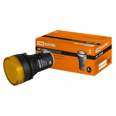 Лампа AD-22DS(LED)матрица d22мм желтый 230В TDM