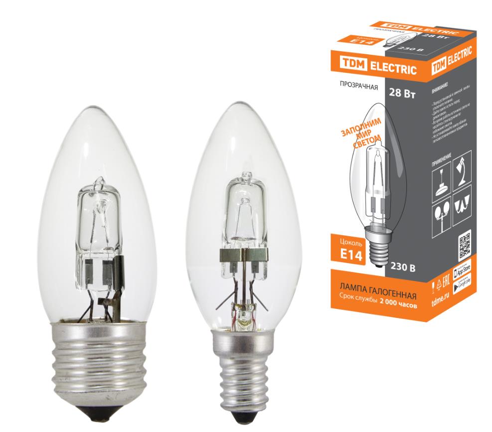 Расширение ассортимента и поступление на склад галогенных декоративных ламп «Свеча» прозрачная торговой марки TDM ELECTRIC