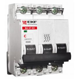 Автоматический выключатель   40А 3P ВА47-63 C40 4,5кА (EKF)
