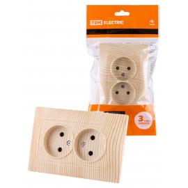 Розетка двойная 2П 10А 250В с защ. шт. сосна "Лама" TDM