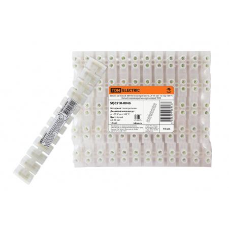 Зажим винтовой ЗВИ-60 полипропилен 2,5-16мм2 12пар 100°С белый (индивидуальная упаковка) TDM