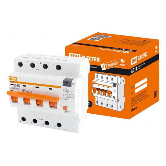 Диф.автомат 5 мод. АД14 4Р 40А 30мА TDM