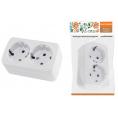 Розетка двойная 2П+3 открытой установки IP20 16А, белая "Дача" Народная