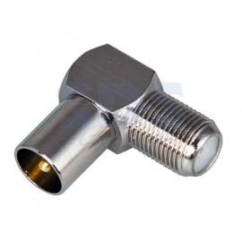 Переходник гнездо F - штекер TV угловой, инд. упаковка TDM