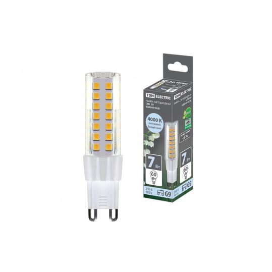 Лампа светодиодная G9-7 Вт-230 В-4000 К, SMD, 17,5x65,5 мм TDM