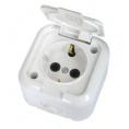 Розетка откр/уст 1-мест. с заземлением IP44 16А белая с крышкой РА16-214 (Беларусь) (55)