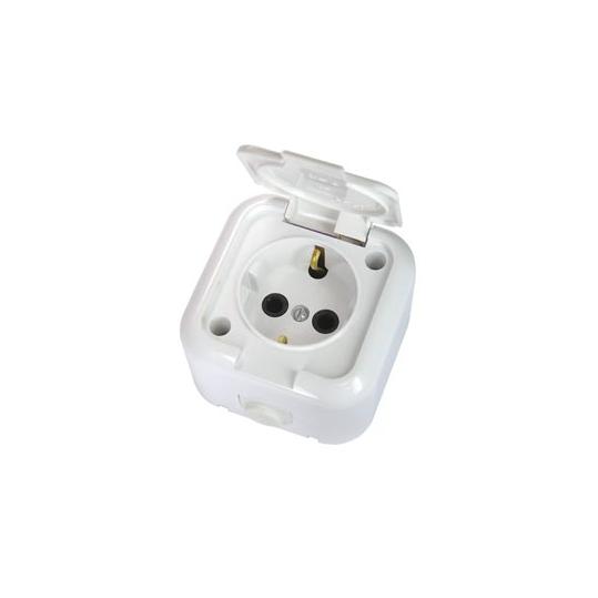 Розетка откр/уст 1-мест. с заземлением IP44 16А белая с крышкой РА16-214 (Беларусь) (55)