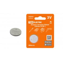 Элемент питания CR2025 Lithium 3V BP-1 TDM