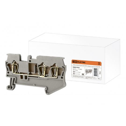 Зажим клеммный безвинтовой (ЗКБ) 3 вывода 2,5 мм2 31А серый TDM