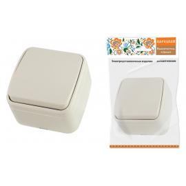 Выключатель 1-кл. открытой установки IP20 10А, сл. кость "Дача" Народная