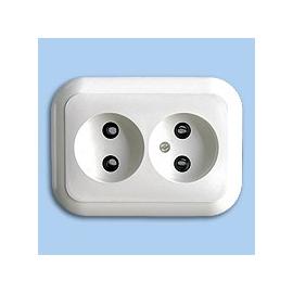 Розетка скр/уст 2-мест. без заземления IP20 16А белая РА16-237 (Беларусь) (48)