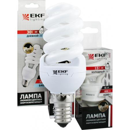 Лампа энергосберегающая E14   7Вт 2700K FS-спираль 10000h (EKF)