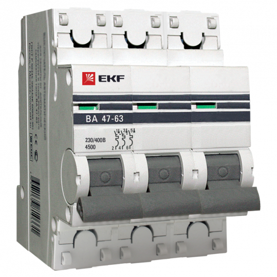 Автоматический выключатель   63А 3P ВА47-63 C63 4,5кА (EKF) 