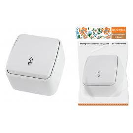 Переключатель на 2 направления 1-кл. открытой установки IP20 10А, белый "Дача" Народная