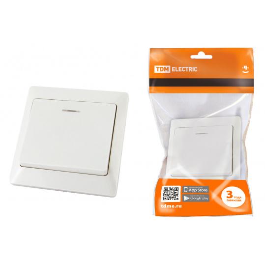 Выключатель 1 кл. с подсветкой 10А белый "Ильмень" TDM