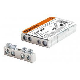 Шина "N" нулевая 6х9мм 4/1 (4 группы/крепеж по центру) никелированная TDM