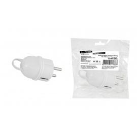 Вилка угловая с ушком с/з белая 16А 250В серии "Народная"