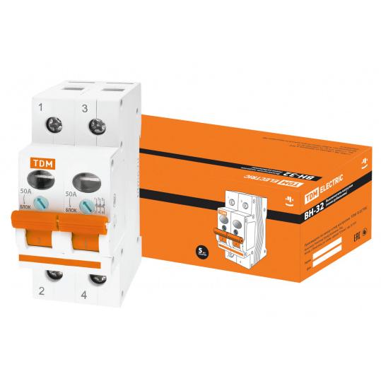 Выключатель нагрузки (мини-рубильник) ВН-32 2P 50A TDM
