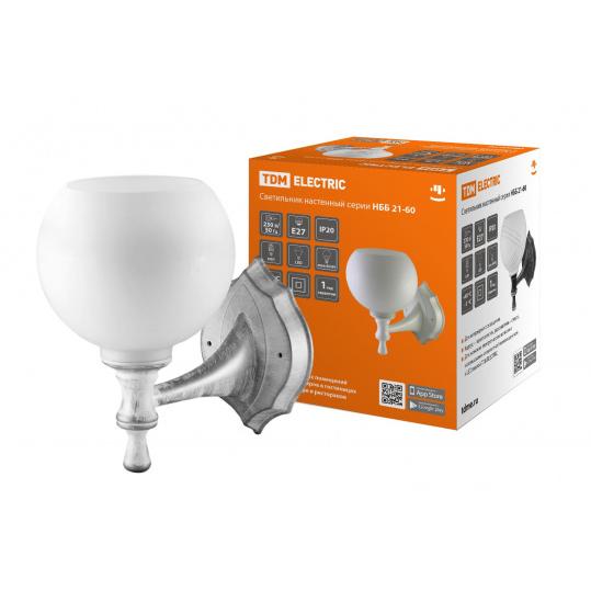 Светильник НББ 21-60-1323 УХЛ4 (белый под серебро, плафон полушар белый) TDM