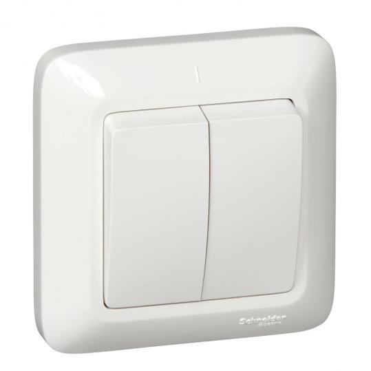 ПРИМА С/У 2-клавишный ВЫКЛЮЧАТЕЛЬ 6А 250В, БЕЛЫЙ, опт.уп.Россия