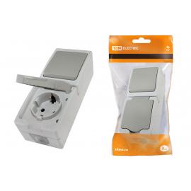 Блок комбинированный (вертикальный) выключатель 1-кл. + розетка 2П+З с з/ш БКВР IP54 "Вуокса" TDM