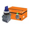 Переключатель на 3 положения с фиксацией M3SS1-21L короткая ручка(LED) d22мм/220B 1з+1р синий TDM