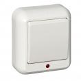 ПРИМА О/У 1-клавишный ВЫКЛЮЧАТЕЛЬ с подсветкой 6А 250В, БЕЛЫЙ, опт.уп.Россия