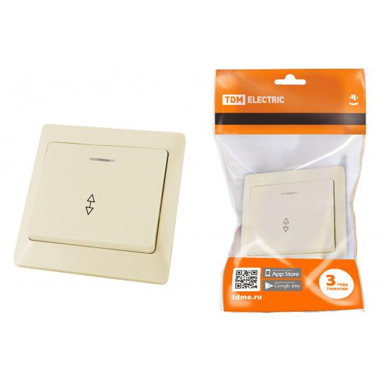 Выключатель 1 кл. на 2 направления с подсветкой 10А сл. кость "Ильмень"   TDM