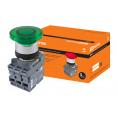 Кнопка грибовидная МРМ1-11G(LED) в сборе d40мм/220B 1з+1р зеленая TDM