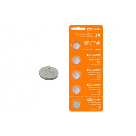 Элемент питания CR1620 Lithium 3V BP-5 TDM