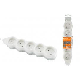 Удлинитель бытовой  "Люкс" УЛ5 5 гнезд, 3м, б/з, с з/ш, ПВС 2х0,75 мм2  10А/250В бело-серый TDM