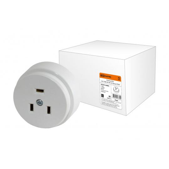 Розетка РШ 32А 250В 2Р+РЕ ОУ белая TDM