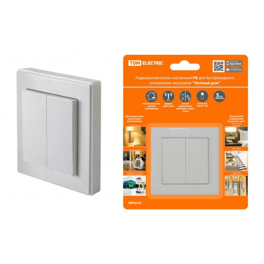 Радиовыключатель настенный РВ2 (2 клав.) для  беспроводного управления нагрузкой  "Уютный дом" TDM