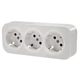 Розетка откр/уст 3-мест. с заземлением 16А белая "Quteo" (Legrand) 782218