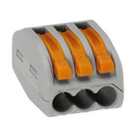 Клемма рычажная 222-413 3х0,08-2,5 кв.мм Cu (50 шт/уп) (WAGO)(221-413)