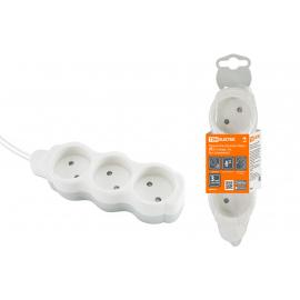 Удлинитель бытовой  "Люкс" УЛ3 3 гнезда, 3м, б/з, с з/ш, ПВС 2х0,75 мм2  10А/250В бело-серый TDM