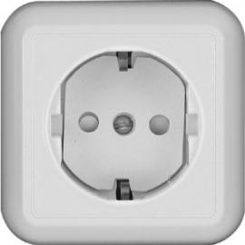 ПРИМА О/У РОЗЕТКА с заземлением со шторками16А 250В, БЕЛЫЙ,опт.уп.Россия