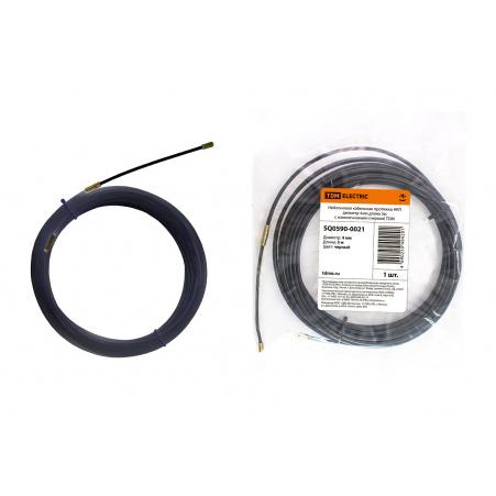 Нейлоновая кабельная протяжка НКП диаметр 4мм длина 5м с наконечниками (черная) TDM