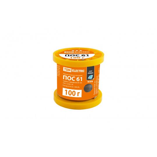 Припой ПОС 61, трубка с канифолью, ГОСТ 21931-76, Ø1 мм, 100 г, катушка, серия "Алмаз" TDM