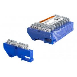 Шина "N" нулевая с изолятором на DIN-рейку 6x9мм стойка бол. 8 групп никелированная TDM