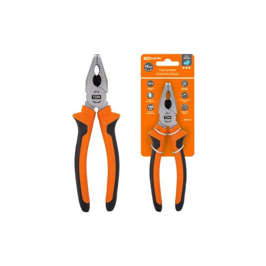 Пассатижи (плоскогубцы), с двухкомпонентными рукоятками, CR-V сталь, 180 мм, серия "Алмаз" TDM