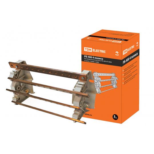 Распределительный блок РБ-400 4П 400А (4 шины 10xM6+1хM8) TDM