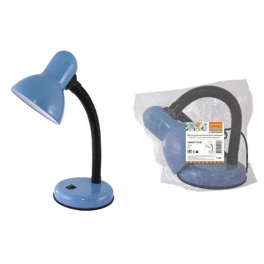 Светильник настольный на основании 40Вт, E27, синий, (мягкая упак.) Народный