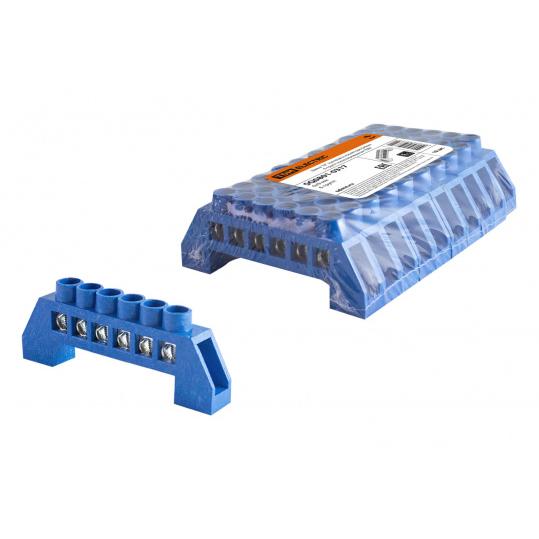 Шина "N" нулевая в изоляторе 6х9мм 6 групп никелированная TDM