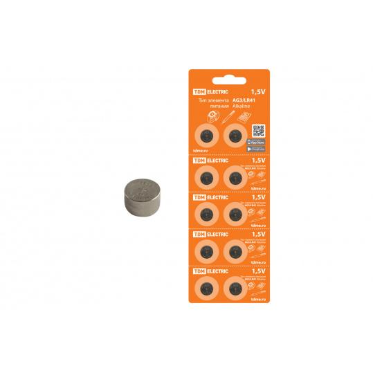 Элемент питания AG3/LR41 Alkaline 1,5V BP-10 TDM