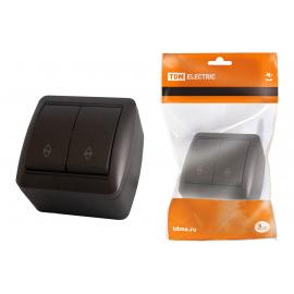 Выключатель на 2 направления 2-кл. открытой установки IP44 10А шоколад "Селигер" TDM